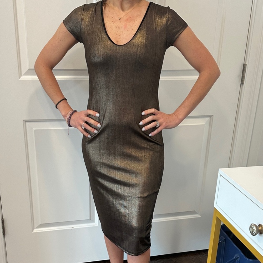 See You Monday Metallic Midi Dress